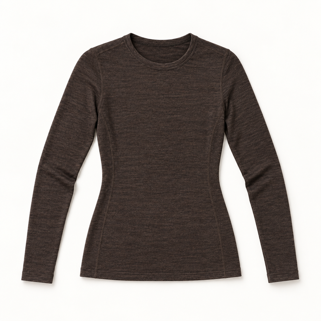 Hirsel 150 Long-Sleeve Crew in Peat, front view