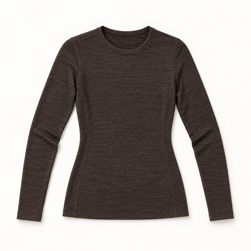 Hirsel 150 Long-Sleeve Crew in Peat, front view