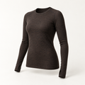 Hirsel 200 Long-Sleeve Crew in Peat, three-quarter view