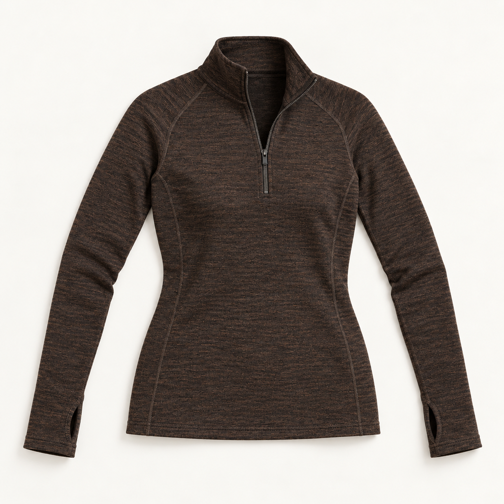 Hirsel 250 Quarter-Zip in Peat, front view