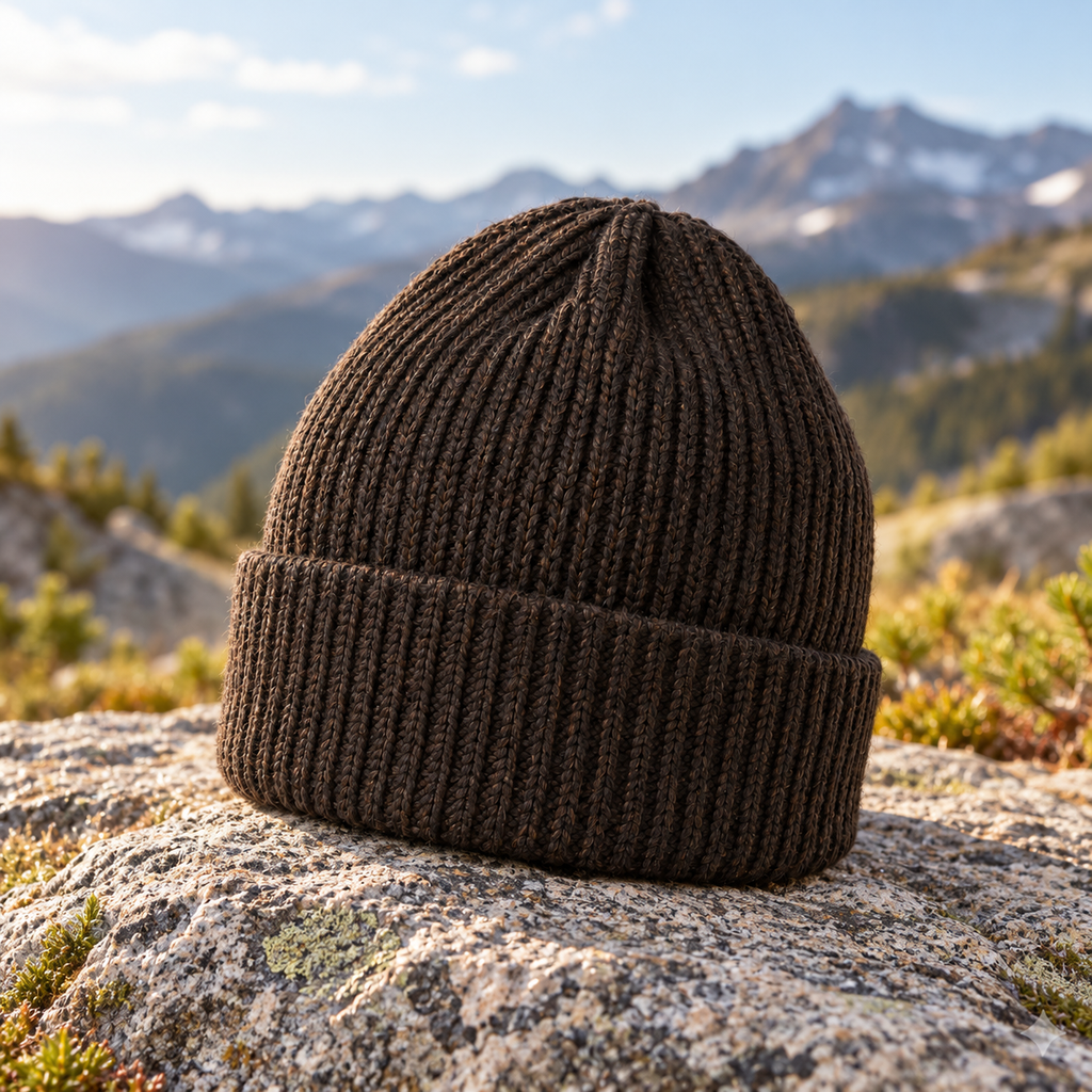 Hirsel Beanie in Peat, lifestyle view