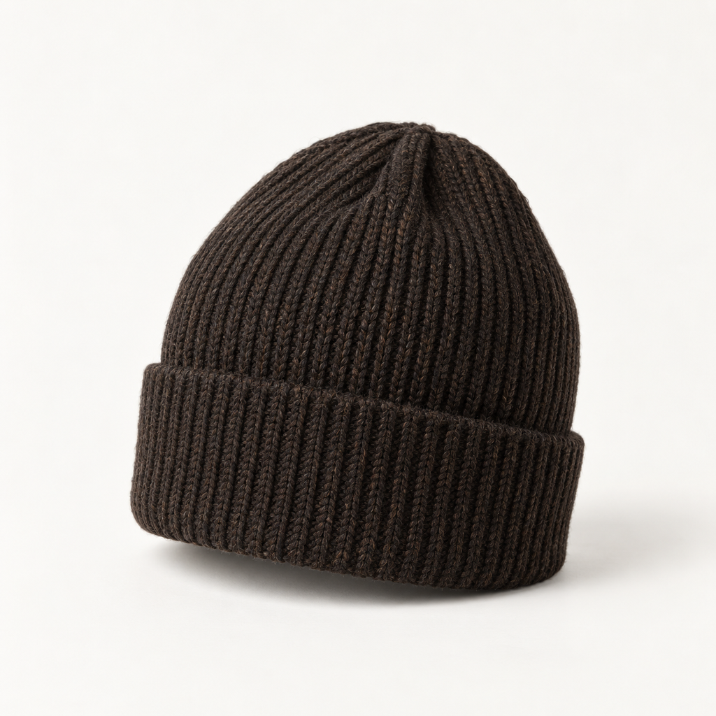 Hirsel Beanie in Peat, three-quarter view