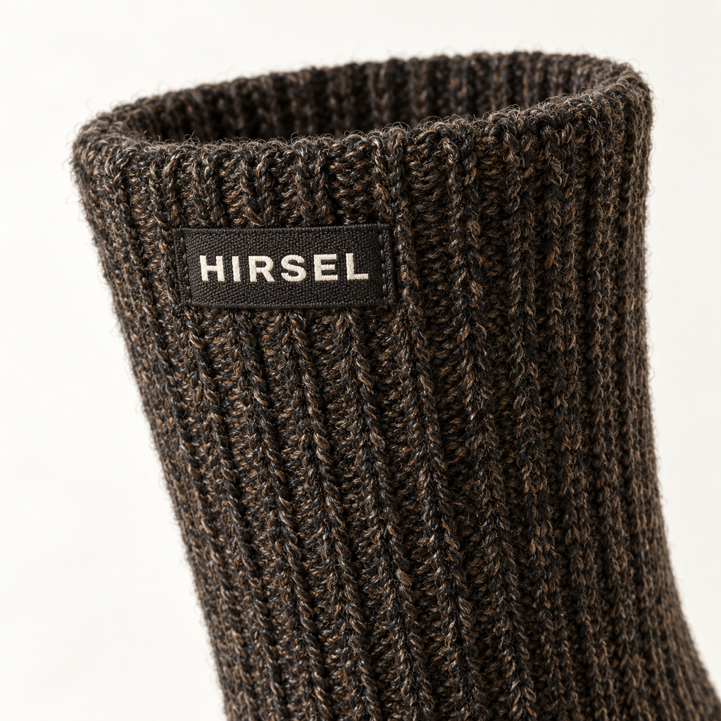 Hirsel Heavy Boot Sock in Peat, detail view