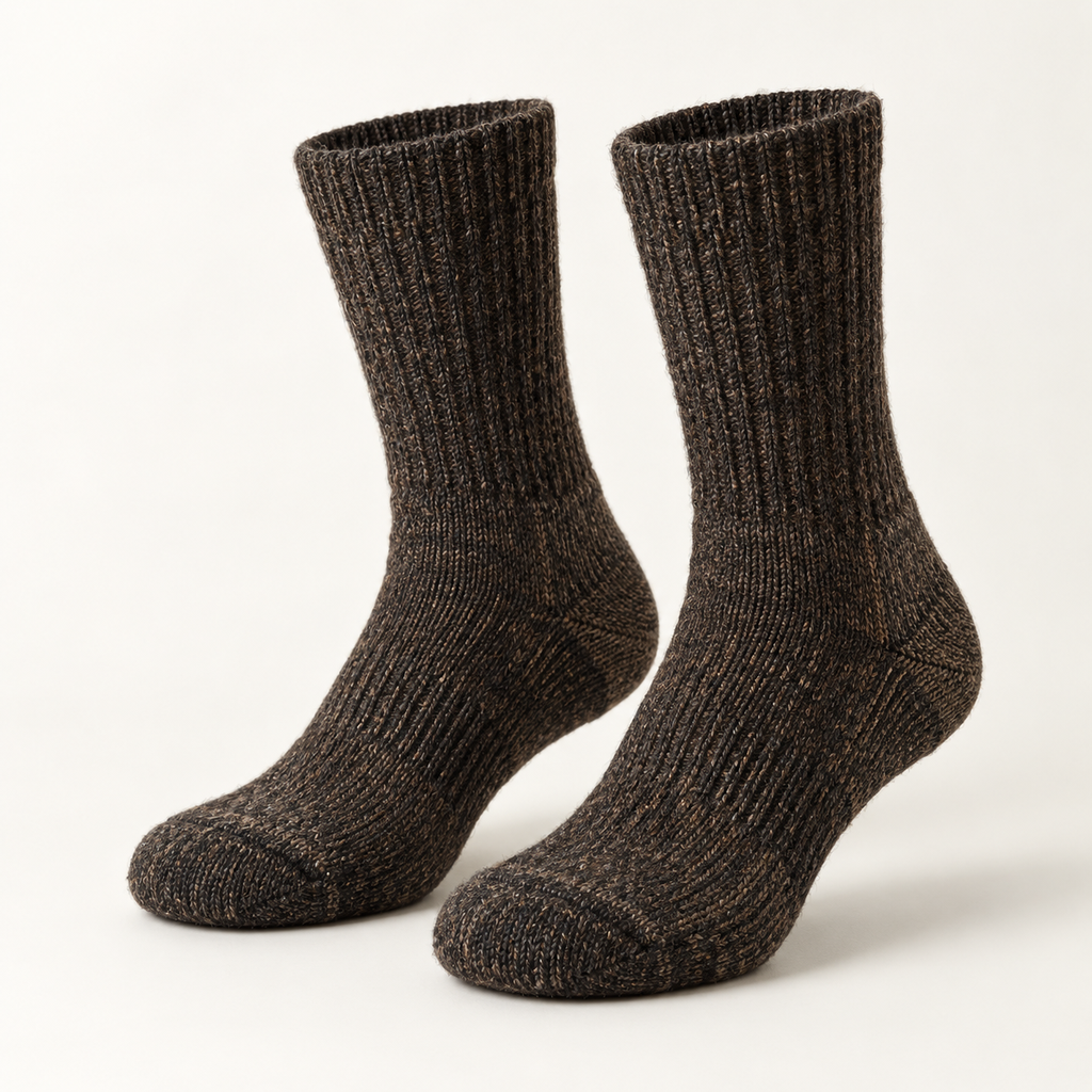 Hirsel Heavy Boot Sock in Peat, three-quarter view