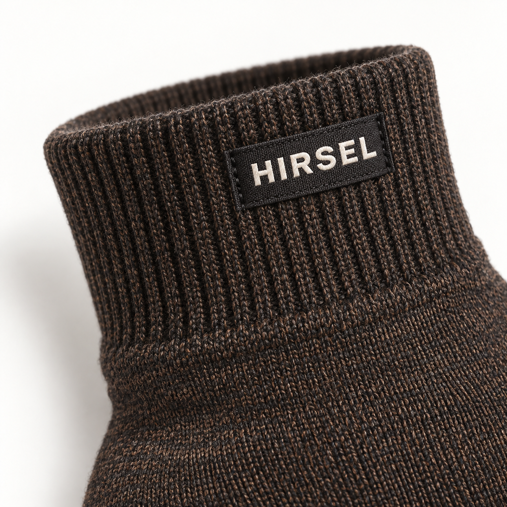 Hirsel Liner Gloves in Peat, detail view