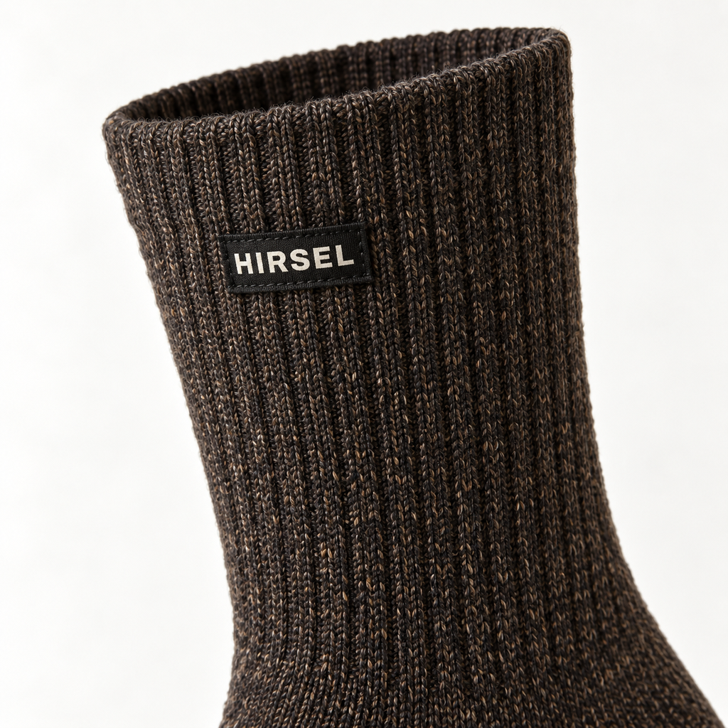 Hirsel Mid Hiker Crew Sock in Peat, detail view