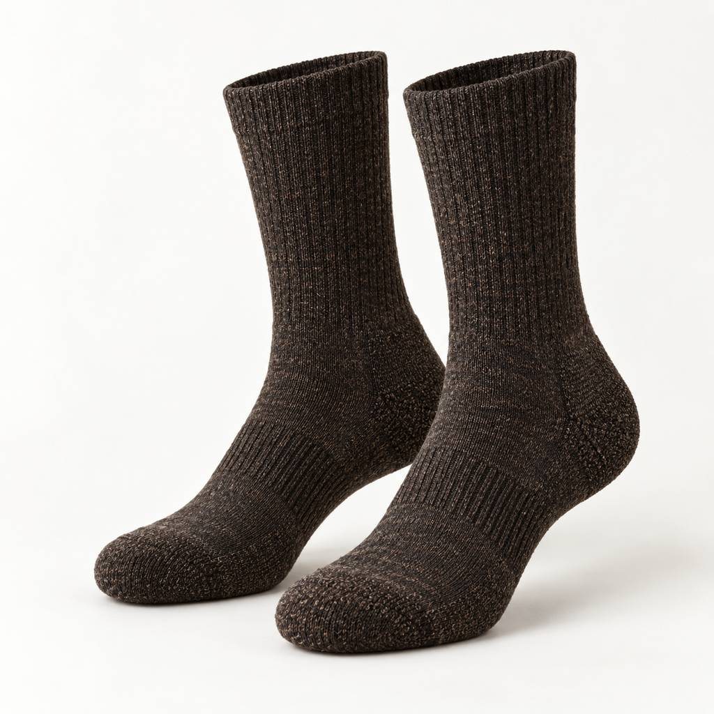 Hirsel Mid Hiker Crew Sock in Peat, three-quarter view